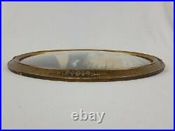Antique Ornate Oval Wood Frame Convex Bubble Dome Glass Wedding Picture 22x16