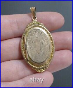 Antique Ornate Victorian Gold Plated Mourning Photo Locket Pendant Pearl Vintage
