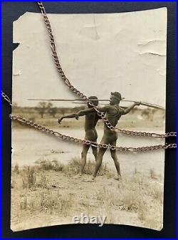Antique Photo Aboriginal Australian Men Cicatrices Spears
