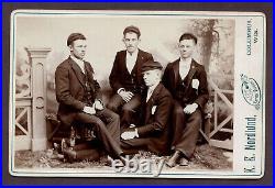 Antique Photo Cabinet Card GROUP OF DAPPER HANDSOME YOUNG MEN CAP COLUMBUS WIS