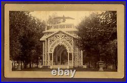 Antique Photo Cabinet Card SUMMER HOUSE GAZEBO ISLAND PARK TILTON N H by MOULTON