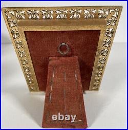 Antique Photo Of Beautiful Woman Convex Glass Metal Brass Reticulated Frame