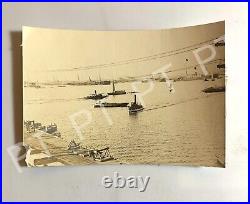 Antique Photo Original Early 1900s Kobe Japan Harbor Steamships Waterscape Scene