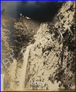 Antique Photo Original Early 1900s Kobe Japan Waterfall Landscape Scene Cliff
