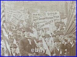 Antique Photograph 1896 Chicago Parade Election Free Money Hide And Leather Club