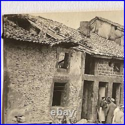 Antique Photograph Street View WW1 Bruges Bombing House