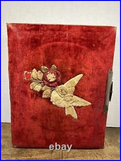 Antique Red Velvet Photo Photograph Album 1881 45 Total Photos Estate Sale