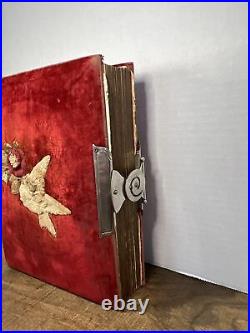 Antique Red Velvet Photo Photograph Album 1881 45 Total Photos Estate Sale