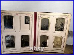 Antique Red Velvet Photo Photograph Album 1881 45 Total Photos Estate Sale