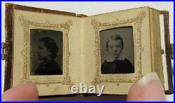 tiny tintype photo gtg32 young man in hat antique miniature GEM tintype photo