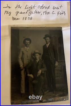 Antique Tin Type Photograph Photo 3 Men Thomas king