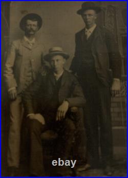 Antique Tin Type Photograph Photo 3 Men Thomas king