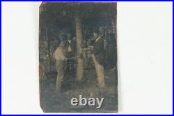 Antique Tintype American Outlaws Frontiersmen Axe Outlaw Whiskey Bottle Photo