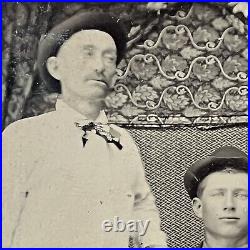 Antique Tintype Group Photograph Handsome Men Proud Father & Sons Great Pose