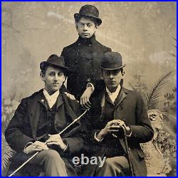 Antique Tintype Group Photograph Handsome Young Man Men Dandy Info New York NY