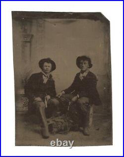 Antique Tintype Photo Old Wild West Outlaw Bunch Stagecoach Bank Train Robbers