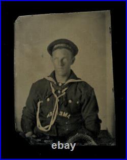 Antique Tintype Photo of a Sailor USS America