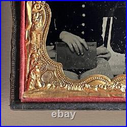 Antique Tintype Photograph Adorable Little Boys Holding School Books Brothers