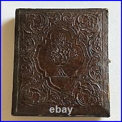 Antique Tintype Photograph Adorable Little Boys Holding School Books Brothers