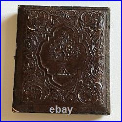 Antique Tintype Photograph Adorable Little Boys Holding School Books Brothers