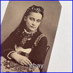 Antique Tintype Photograph Adorable Little Girl Teen Beautiful Affluent Attire