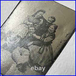 Antique Tintype Photograph Affectionate Young Men & Women Smiling Wonderful