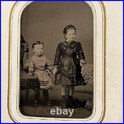 Antique Tintype Photograph Album 18 Children Lot Post Mortem Hidden Mother
