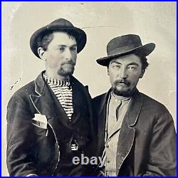 Antique Tintype Photograph Handsome Affectionate Men Sitting On Lap Gay Int