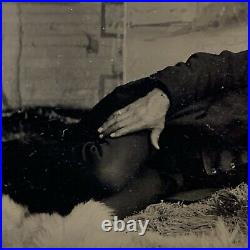 Antique Tintype Photograph Handsome Dapper Man Laying On Side Gay Int