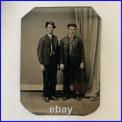 Antique Tintype Photograph Handsome Dapper Young Men Man Side Smile Gay Int