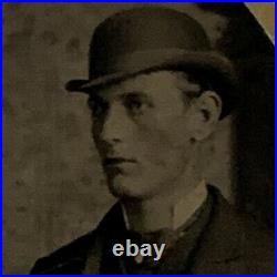 Antique Tintype Photograph Handsome Man Men Affectionate Derby Hat Gay Int