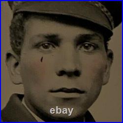 Antique Tintype Photograph Handsome Young Black African American Man Teen Hat