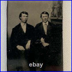 Antique Tintype Photograph Handsome Young Man Men Cherub Backdrop Gay Int
