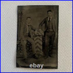 Antique Tintype Photograph Handsome Young Man Men Tie Gay Int Great Backdrop