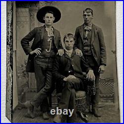 Antique Tintype Photograph Handsome Young Men Fabulous Attire Hat