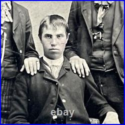 Antique Tintype Photograph Handsome Young Men Fabulous Attire Hat