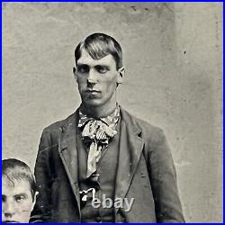 Antique Tintype Photograph Handsome Young Men Fabulous Attire Hat