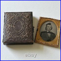 Antique Tintype Photograph Man & Woman First Photo Taken Peoria IL OH ID Wikell