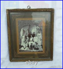 Antique VTG Old South India Chettiar Family, Fashion, Costumes, B&W Photograph