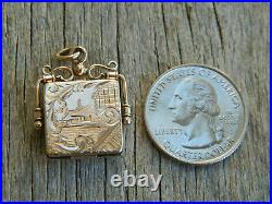 Antique Victorian 10k Gold Engraved 2-picture Watch Fob Locket Pendant