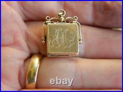Antique Victorian 10k Gold Engraved 2-picture Watch Fob Locket Pendant