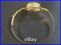Antique Victorian 14k Gold Rock Crystal Quartz Photo Locket Bangle Bracelet 17.9