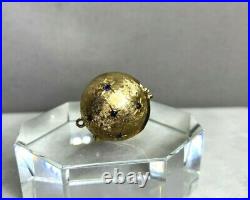 Antique Victorian 14k Yellow Gold Ruby & Blue Sapphires Triple Photo Ball Locket