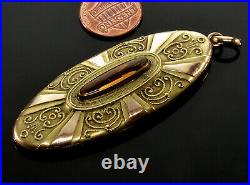 Antique Victorian Big Oval Locket Rose Yellow Gold Filled 2-picture C. 1890