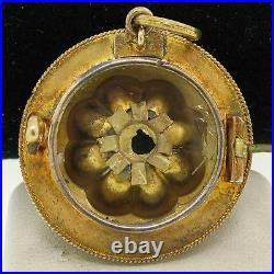 Antique Victorian Etruscan 15k Solid Gold Hair Picture Locket Brooch Pin Pendant