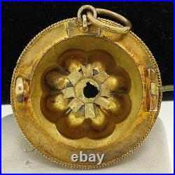 Antique Victorian Etruscan 15k Solid Gold Hair Picture Locket Brooch Pin Pendant