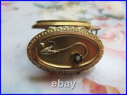 Antique Victorian Etruscan Revival Picture Locket in Gold Fill