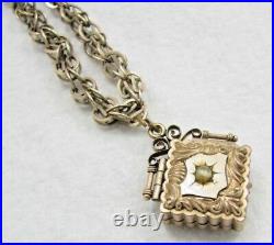 Antique Victorian Gold Filled Fancy Pocket Watch Chain Photo Locket Fob Necklace