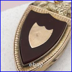 Antique Victorian Natural Carnelian Bloodstone LION Shield Gold Filled Locket