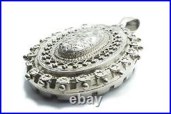 Antique Victorian Period English Sterling Silver Photo Locket Pendant